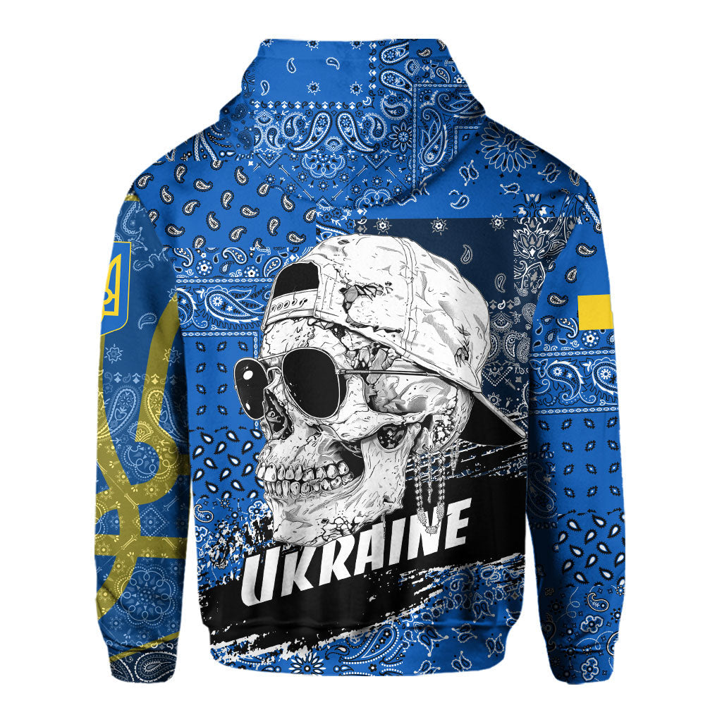 Ukraine Hoodie Paisley Flag And Skull Style 3