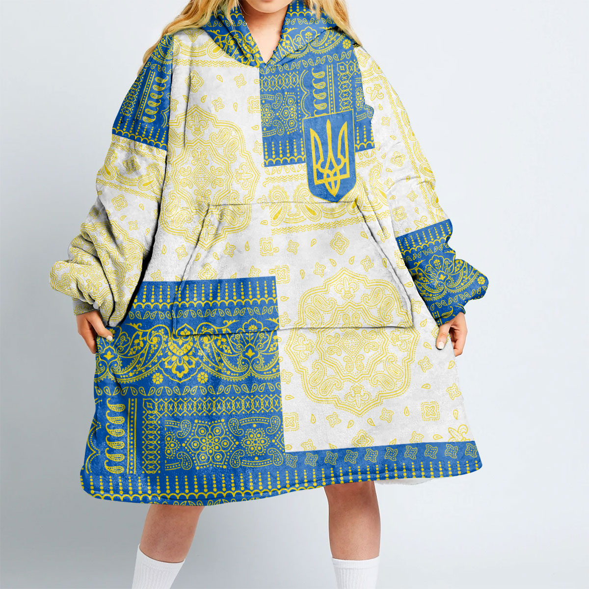 Ukraine Hoodie Blanket Flag And Paisley Basic Style 2