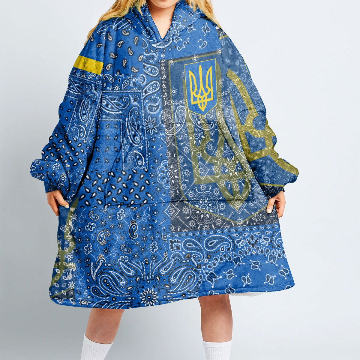 Ukraine Hoodie Blanket Paisley Flag And Skull Style 2