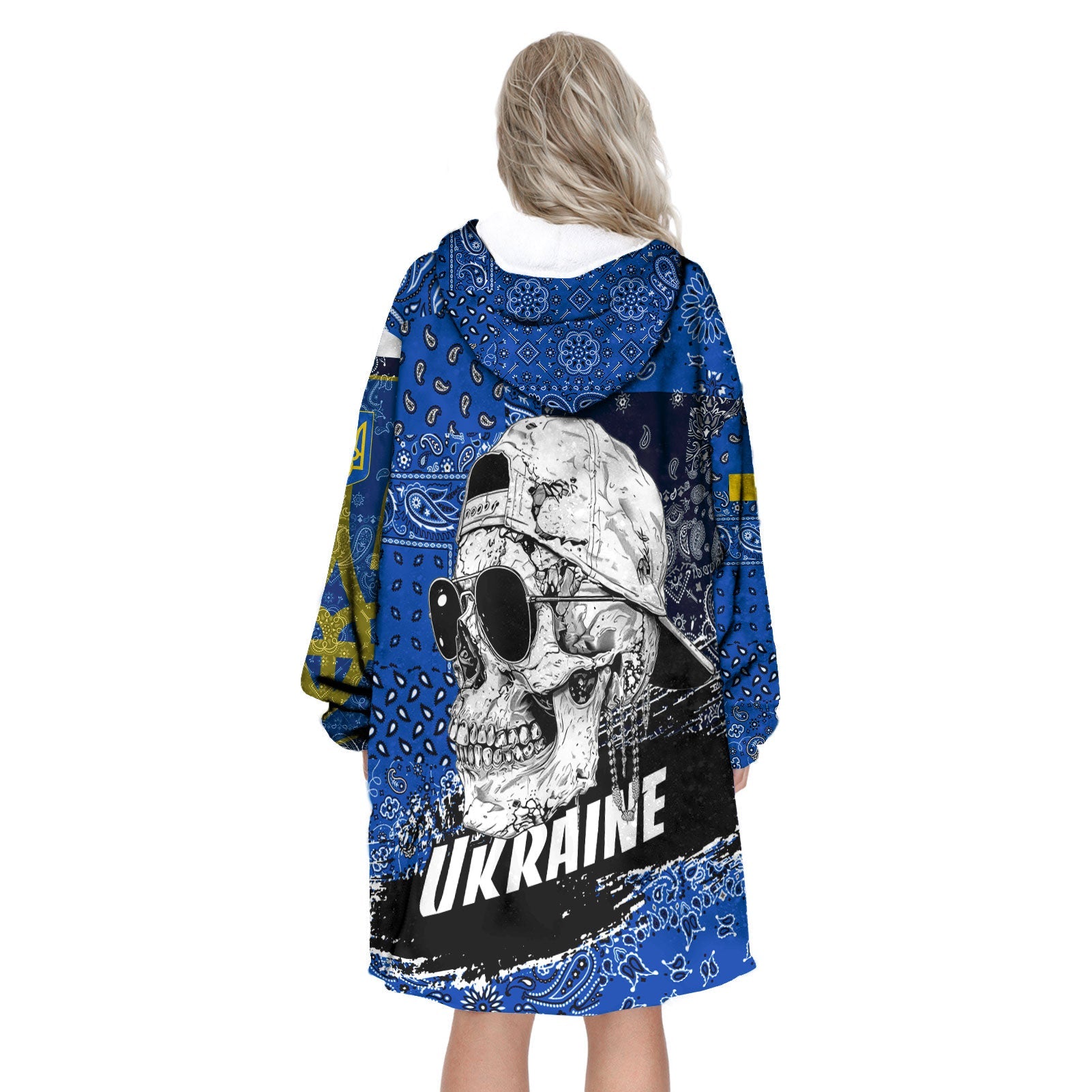 Ukraine Hoodie Blanket Paisley Flag And Skull Style 3