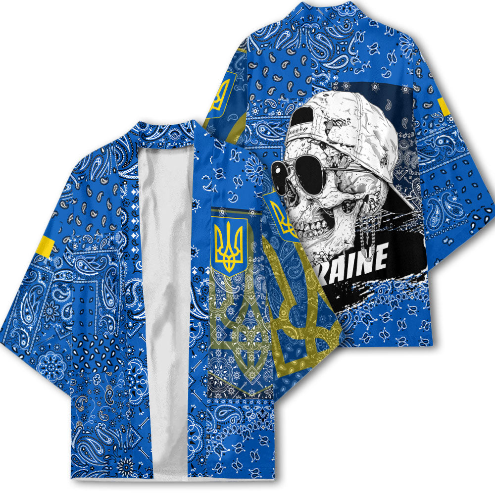 Ukraine Kimono Paisley Flag And Skull Style 2