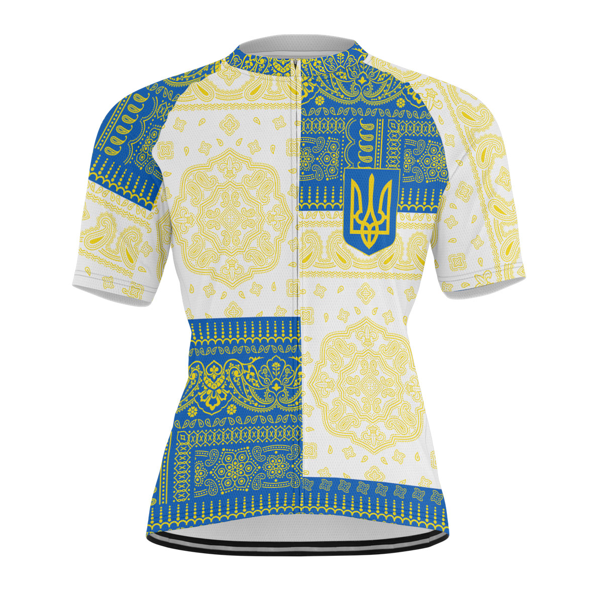 Ukraine Men Cycling Jersey Flag And Paisley Basic Style 1