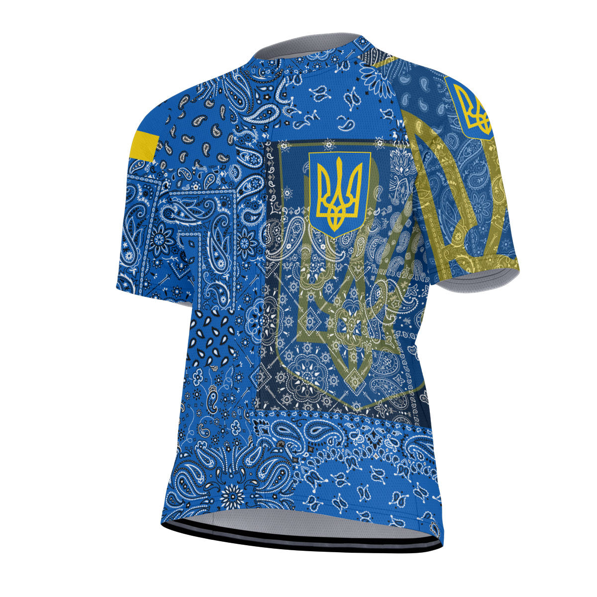 Ukraine Men Cycling Jersey Paisley Flag And Skull Style 2