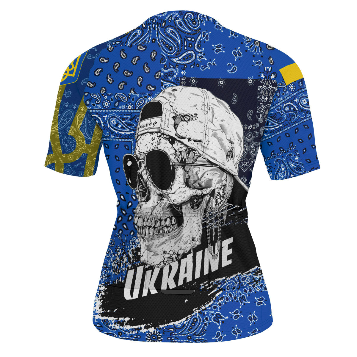 Ukraine Men Cycling Jersey Paisley Flag And Skull Style 3