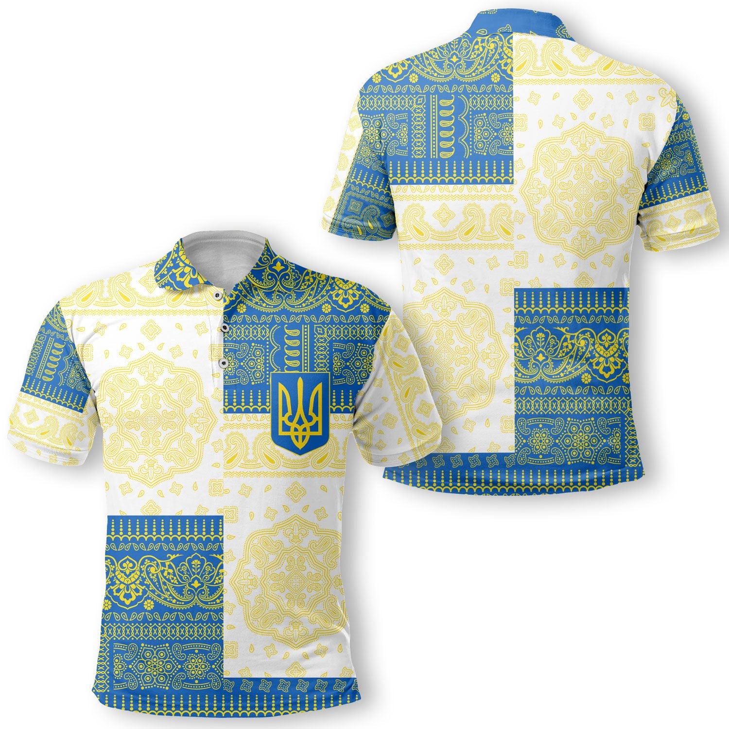 Ukraine Polo Shirt Flag And Paisley Basic Style 1