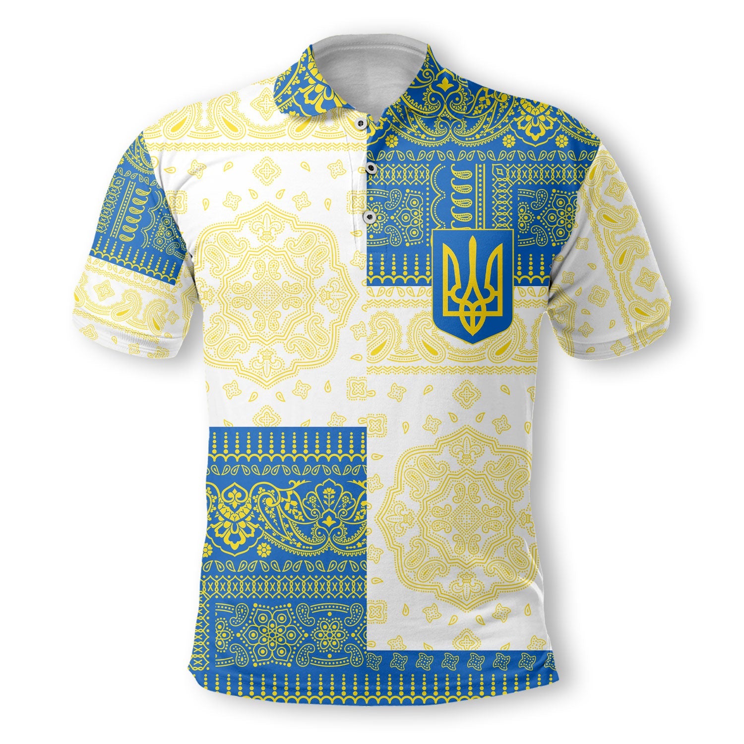 Ukraine Polo Shirt Flag And Paisley Basic Style 2