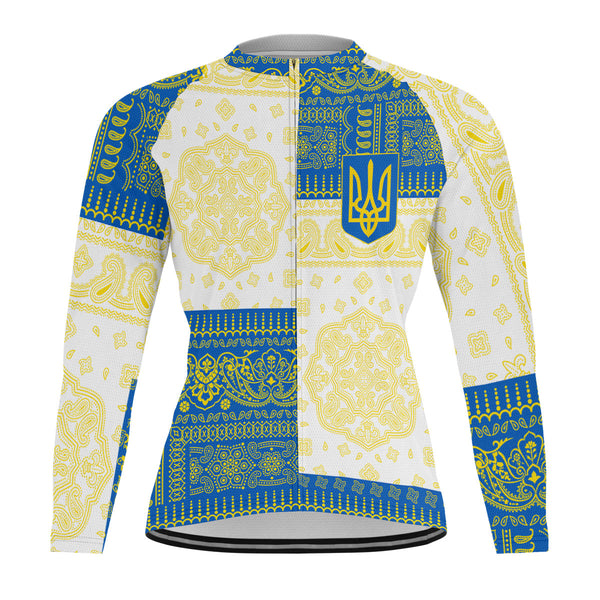 Ukraine Raglan Men Cycling Jersey Long Sleeve Flag And Paisley Basic Style 1