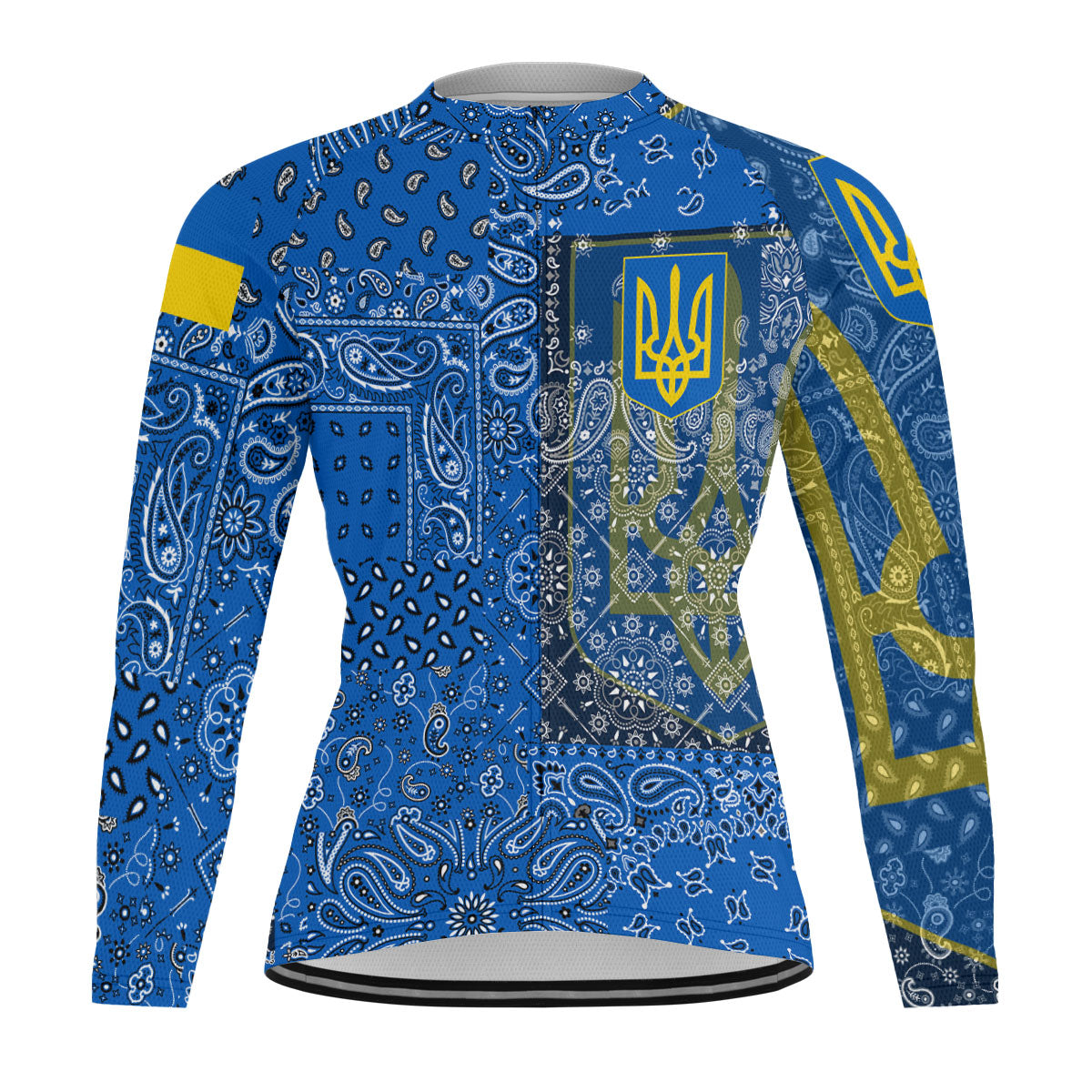 Ukraine Raglan Men Cycling Jersey Long Sleeve Paisley Flag And Skull Style 1