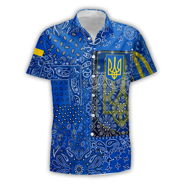 Ukraine Short Sleeve Shirt Paisley Flag And Skull Style 1