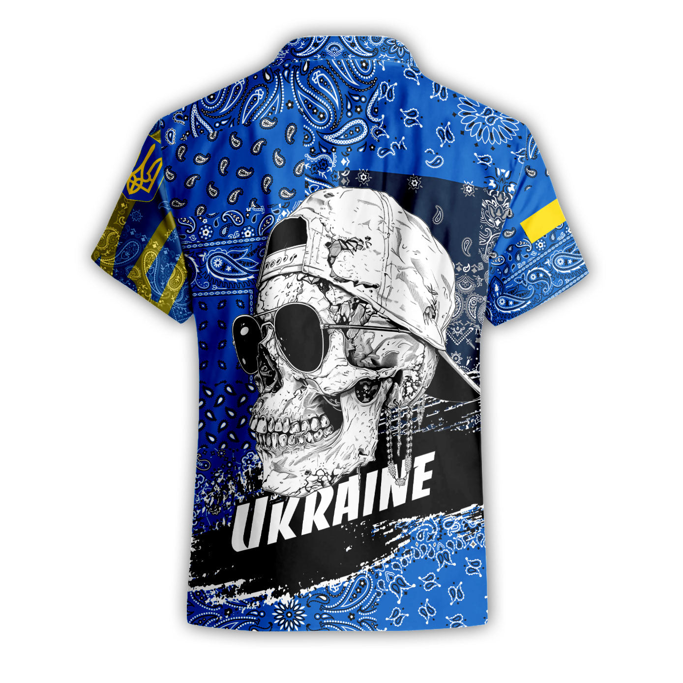 Ukraine Short Sleeve Shirt Paisley Flag And Skull Style 2