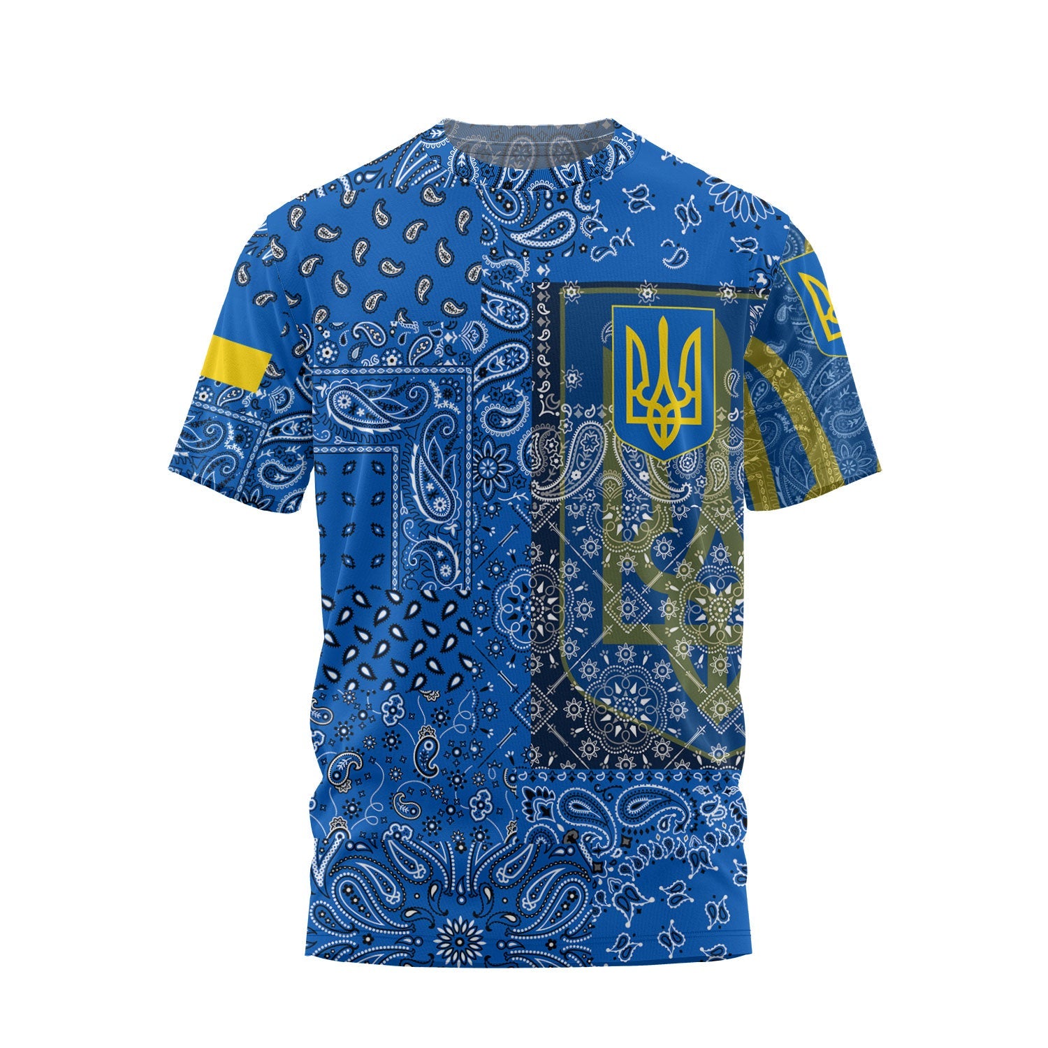 Ukraine T Shirt Paisley Flag And Skull Style 1