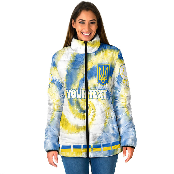 Ukraine Women Padded Jacket Custom Tie Dye Style 1