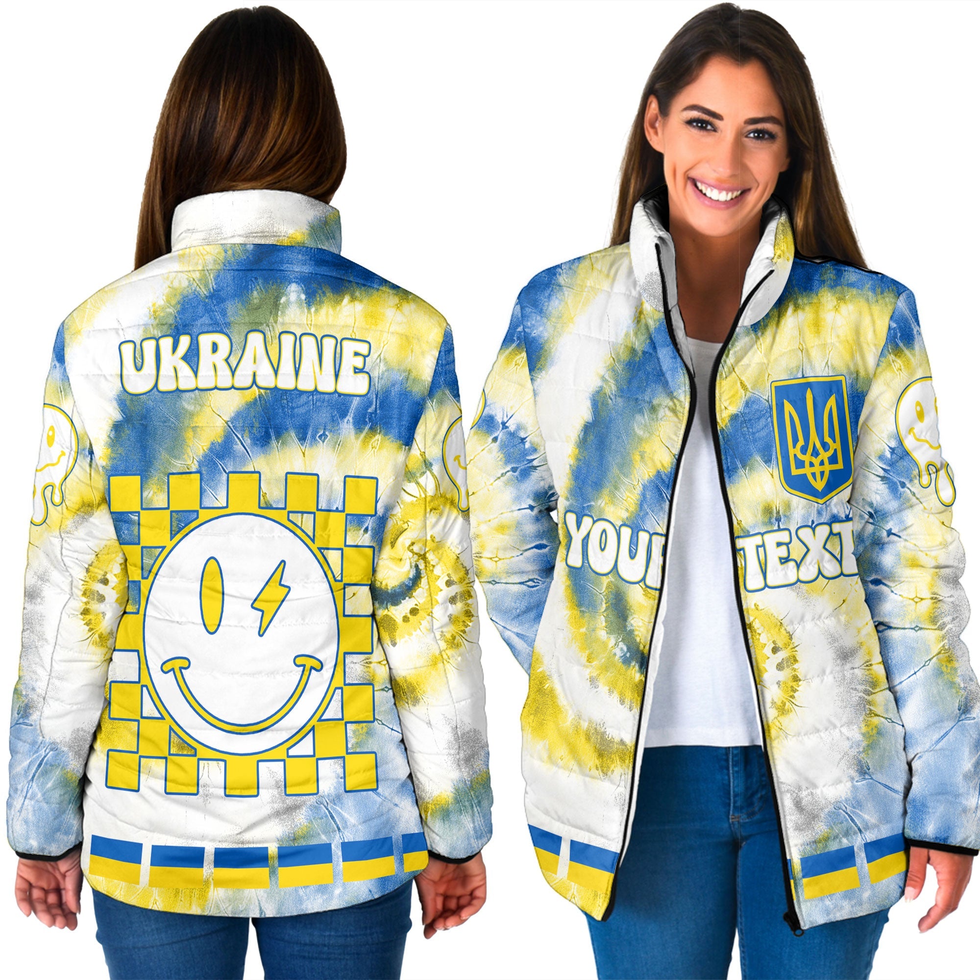 Ukraine Women Padded Jacket Custom Tie Dye Style 3