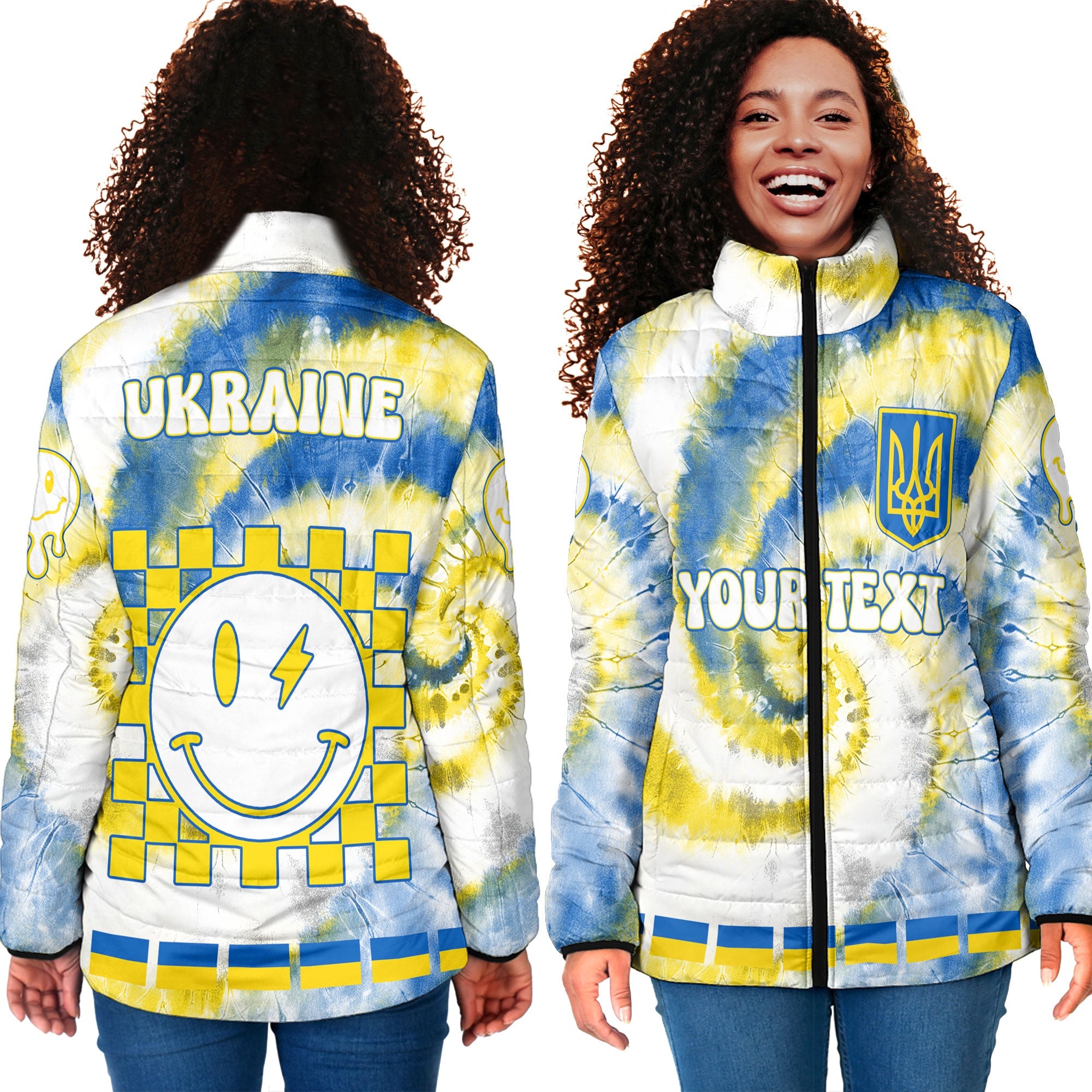 Ukraine Women Padded Jacket Custom Tie Dye Style 4