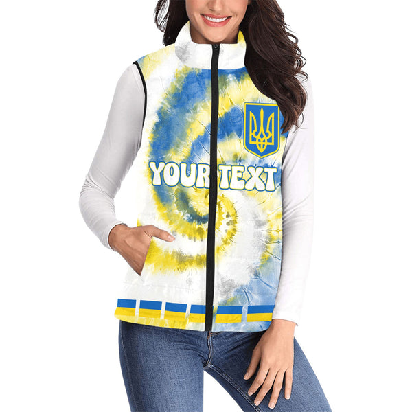 Ukraine Women Padded Jacket Vest Custom Tie Dye Style 1