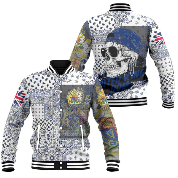 United Kingdom Baseball Jacket Paisley Flag And Skull Style 1