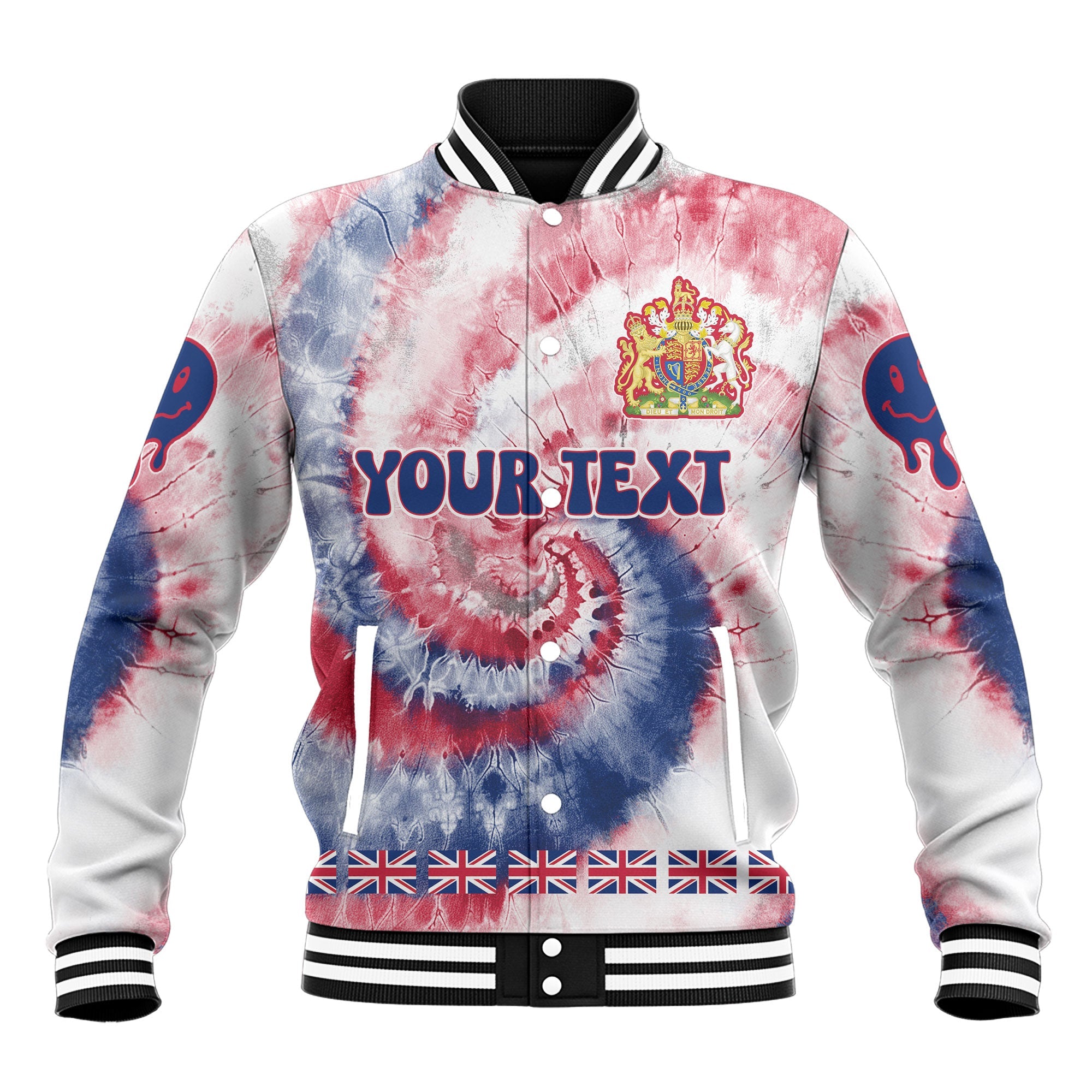 United Kingdom Baseball Jacket Custom Tie Dye Style 2