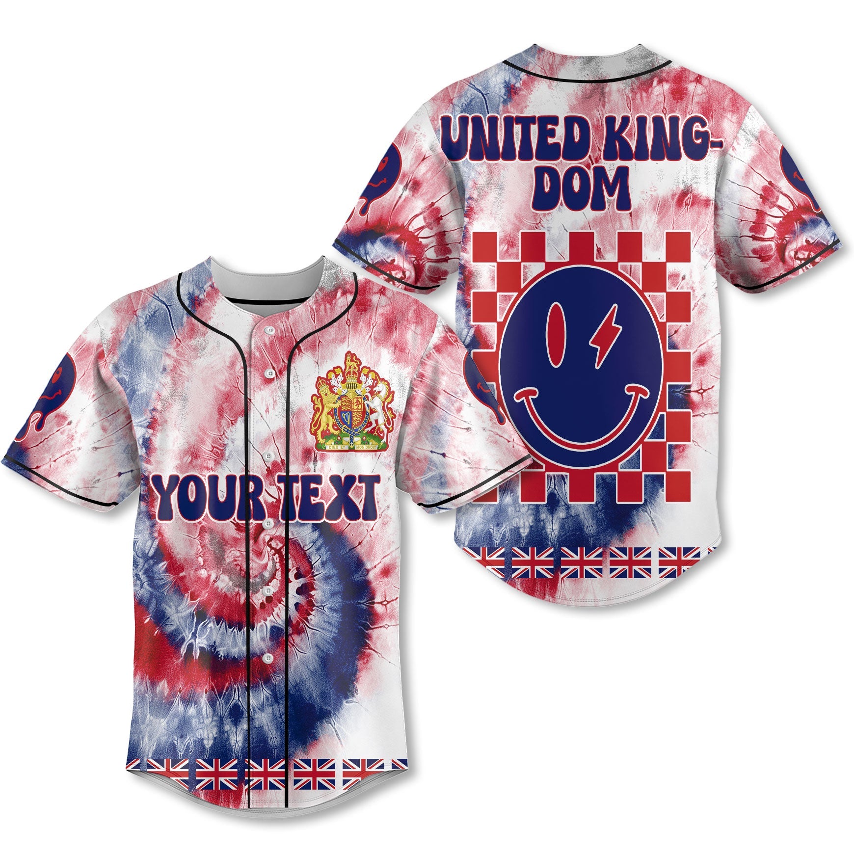 United Kingdom Baseball Jersey Custom Tie Dye Style 1