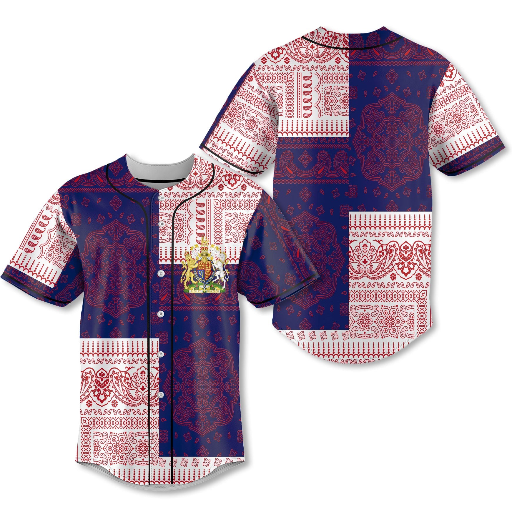 United Kingdom Baseball Jersey Flag And Paisley Basic Style 1