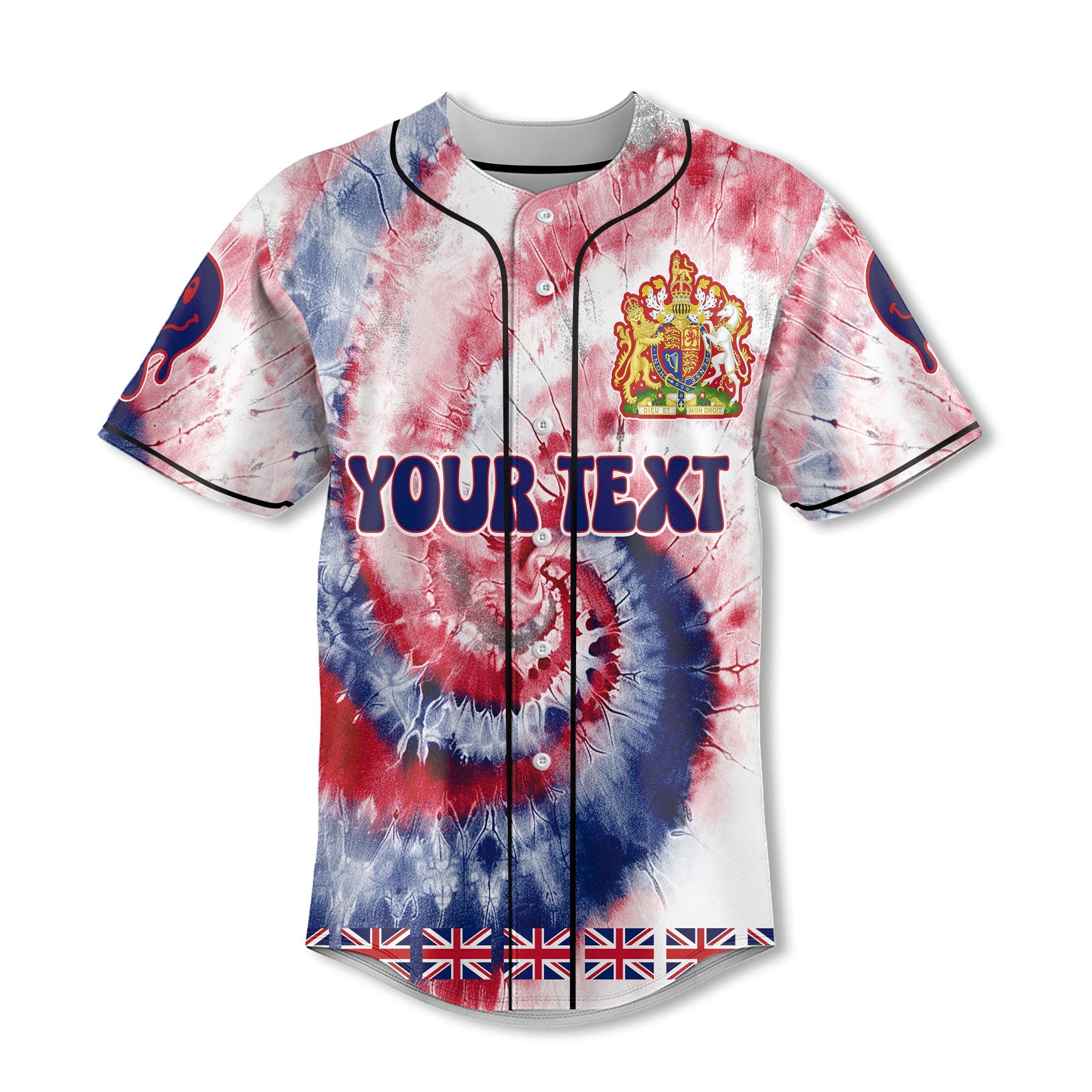 United Kingdom Baseball Jersey Custom Tie Dye Style 2