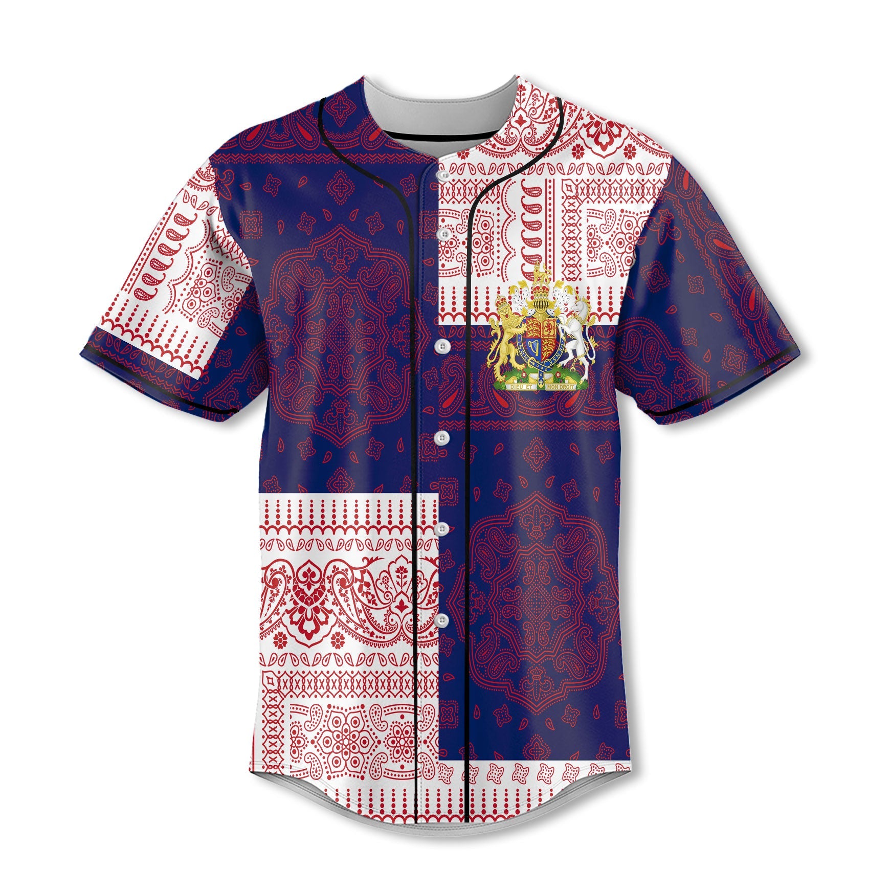 United Kingdom Baseball Jersey Flag And Paisley Basic Style 2