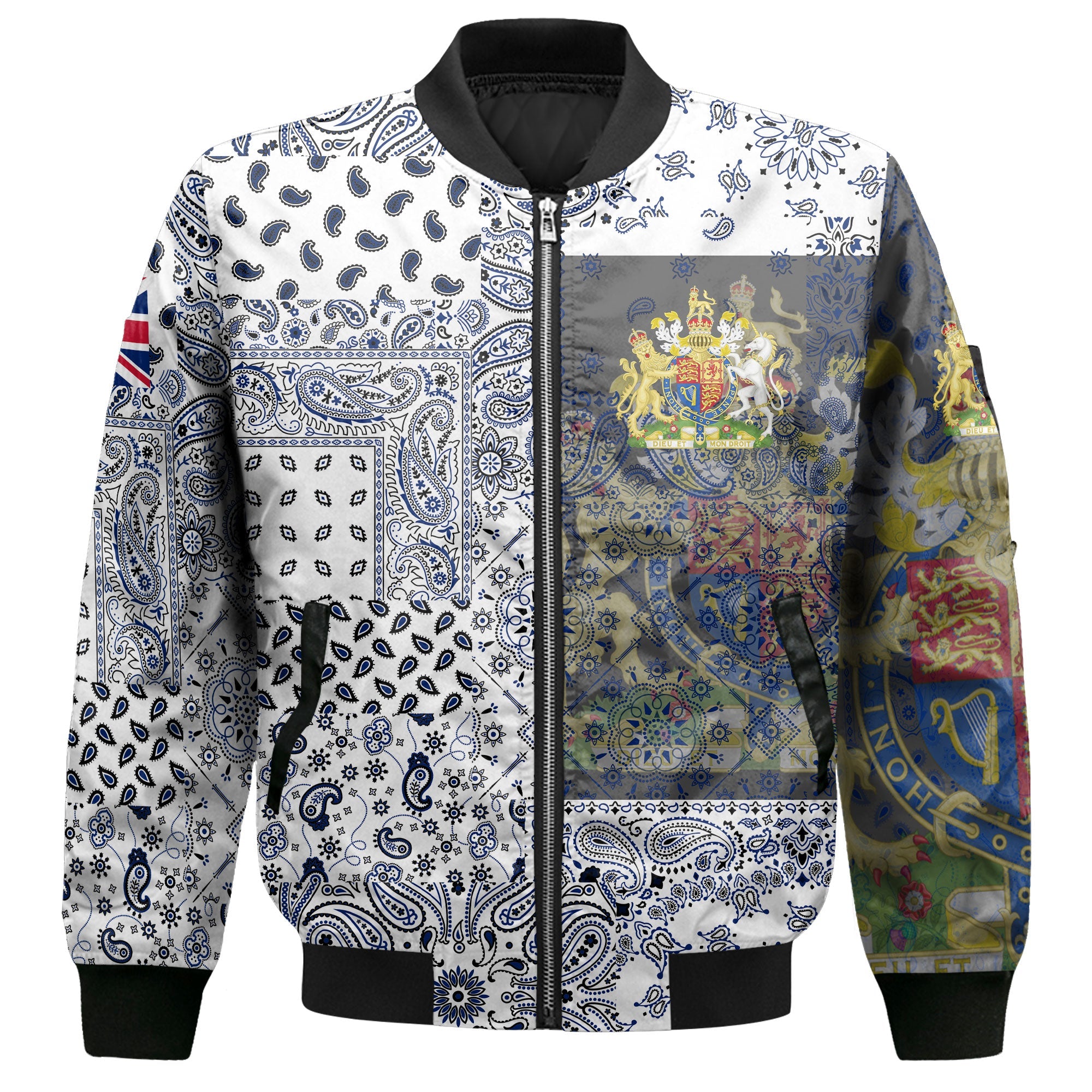 United Kingdom Bomber Jacket Paisley Flag And Skull Style 2