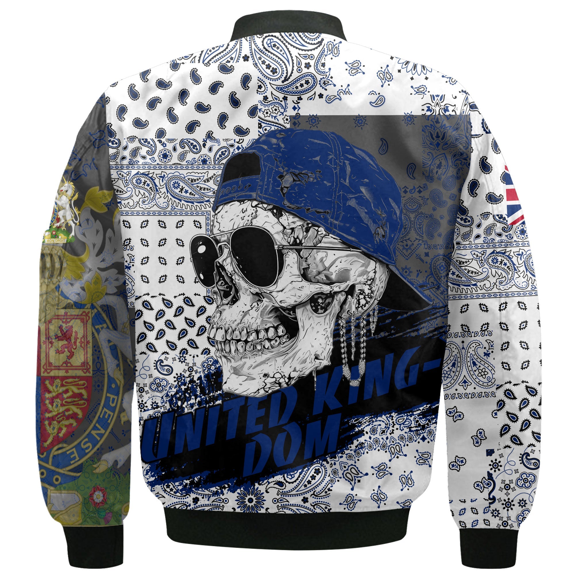 United Kingdom Bomber Jacket Paisley Flag And Skull Style 3