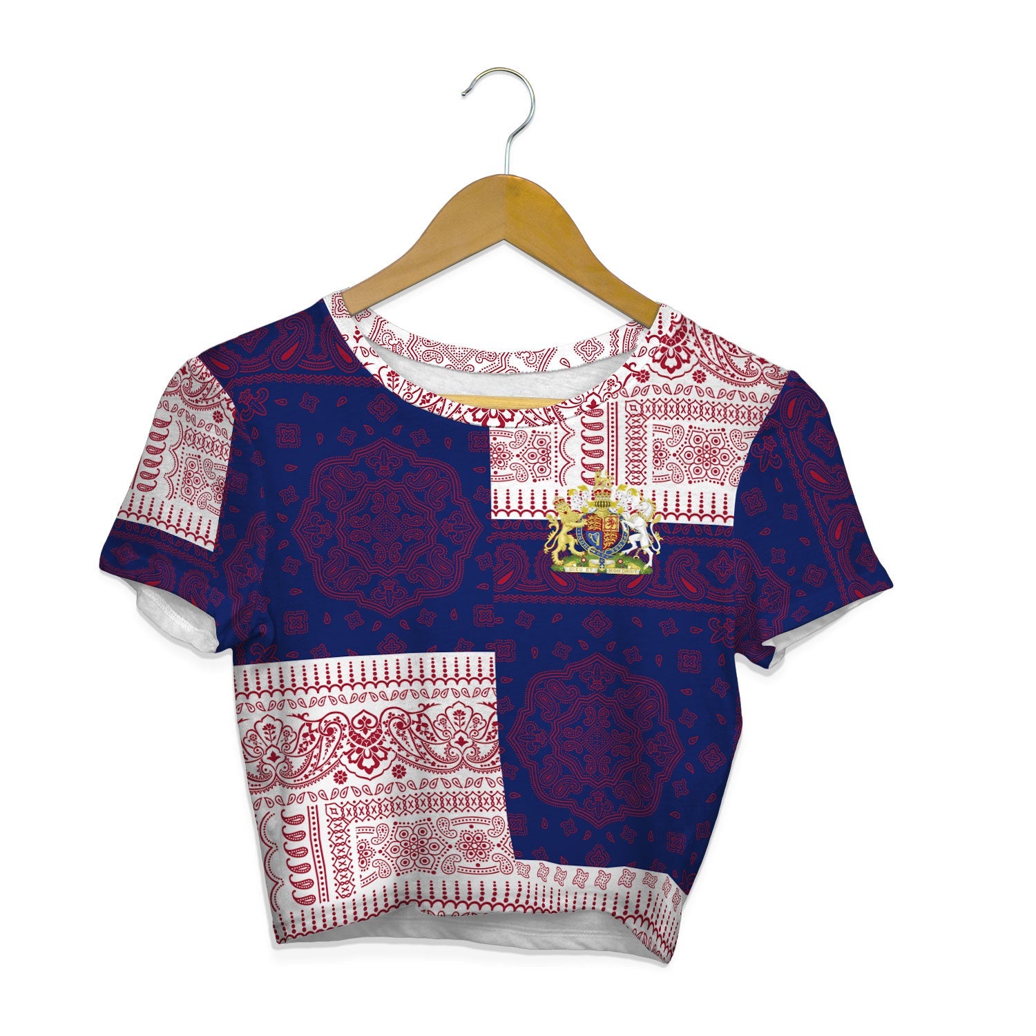 United Kingdom Croptop T Shirt Flag And Paisley Basic Style 1