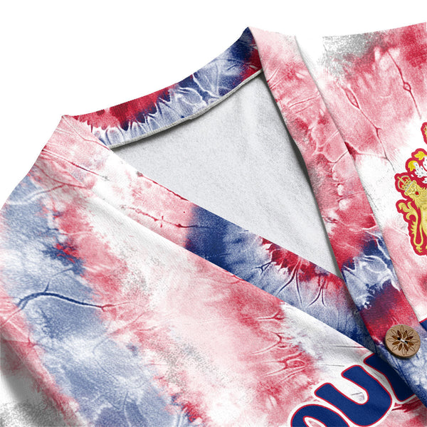 United Kingdom Fleece Cardigan Custom Tie Dye Style 1