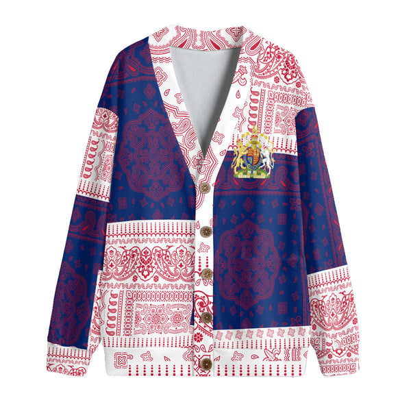 United Kingdom Fleece Cardigan Flag And Paisley Basic Style 1