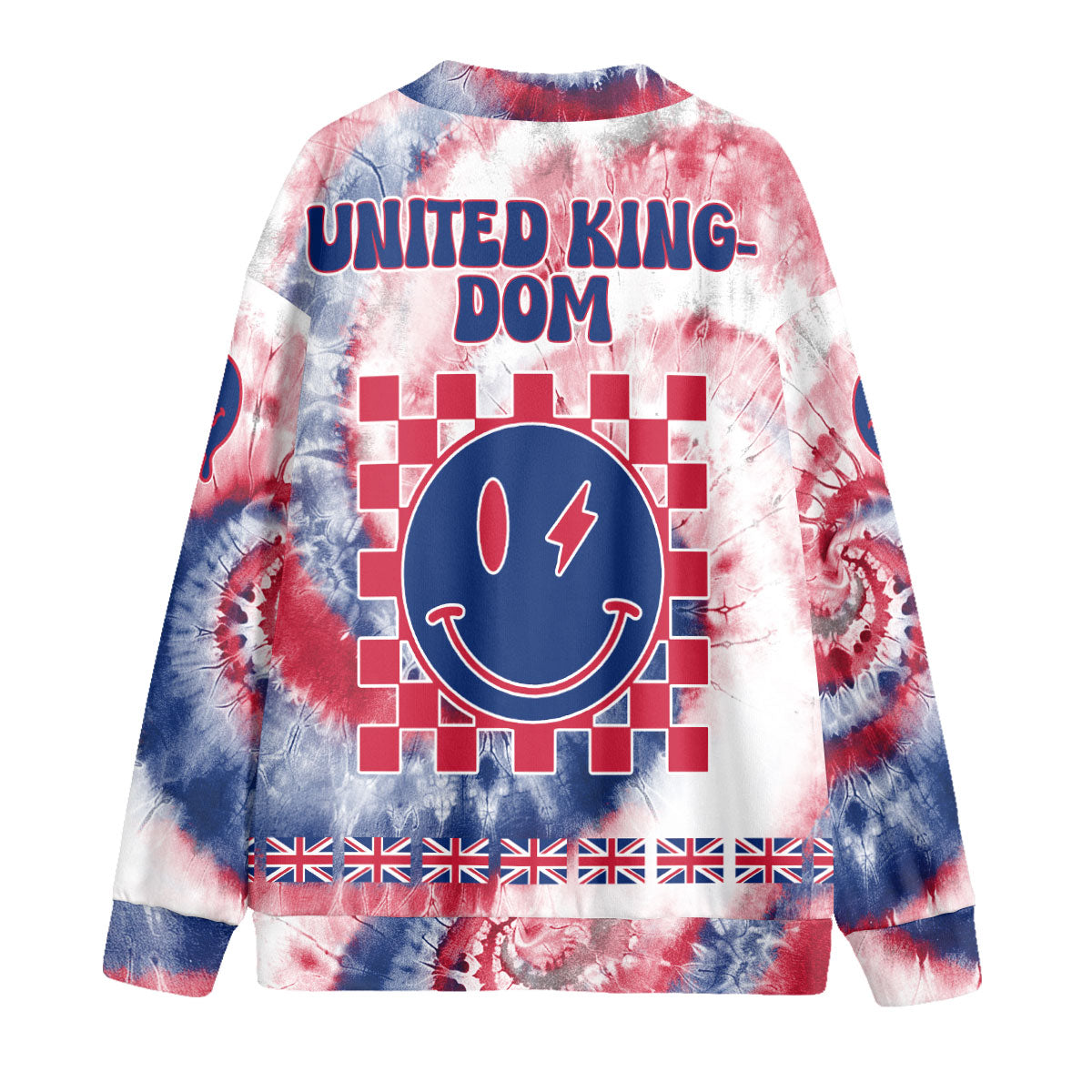 United Kingdom Fleece Cardigan Custom Tie Dye Style 2