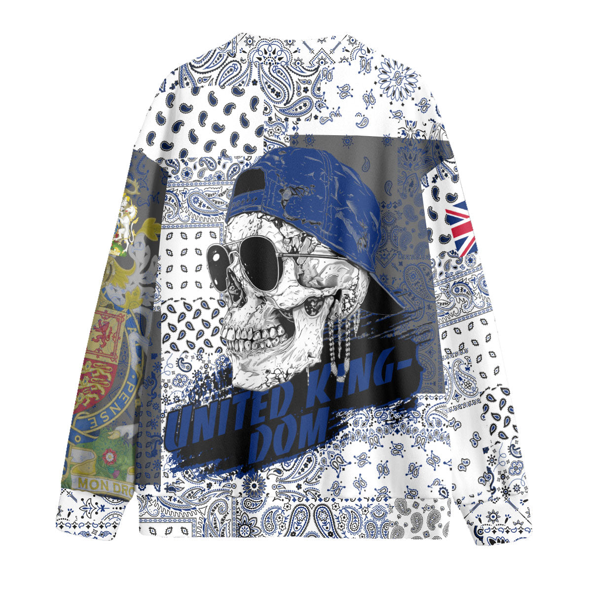 United Kingdom Fleece Cardigan Paisley Flag And Skull Style 2