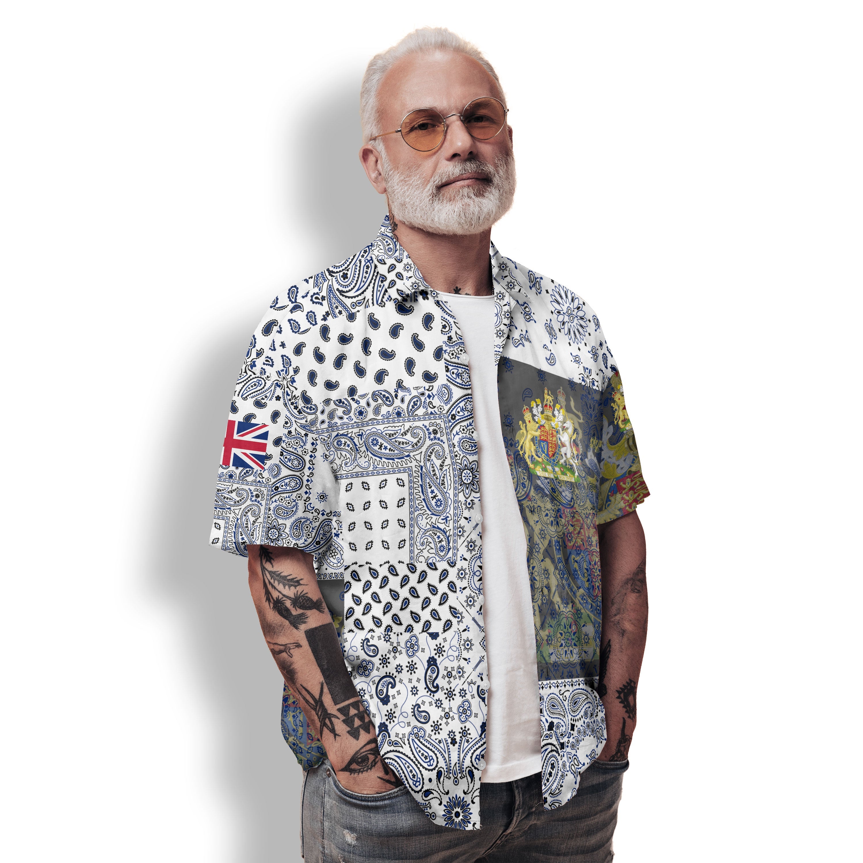 United Kingdom Hawaiian Shirt Paisley Flag And Skull Style 2