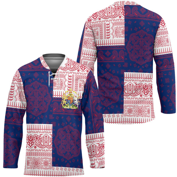 United Kingdom Hockey Jersey Flag And Paisley Basic Style 1