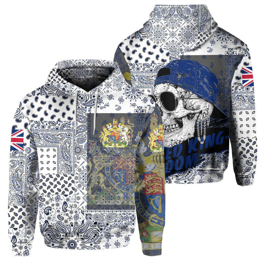 United Kingdom Hoodie Paisley Flag And Skull Style 1