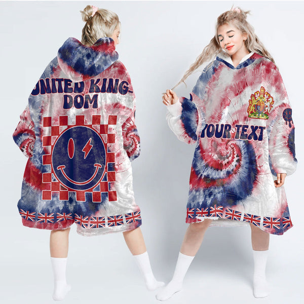 United Kingdom Hoodie Blanket Custom Tie Dye Style 1