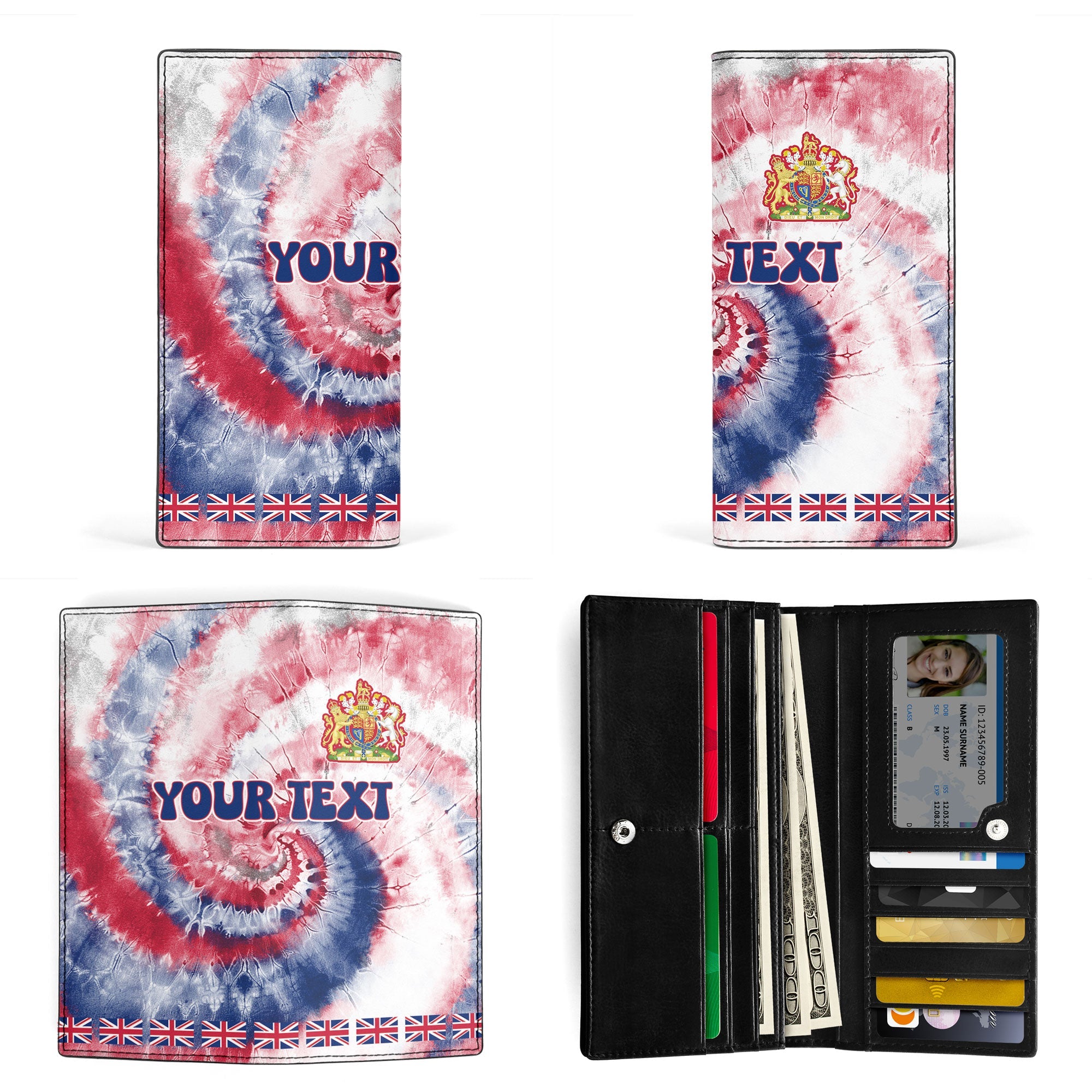 United Kingdom Leather Wallet Custom Tie Dye Style 3