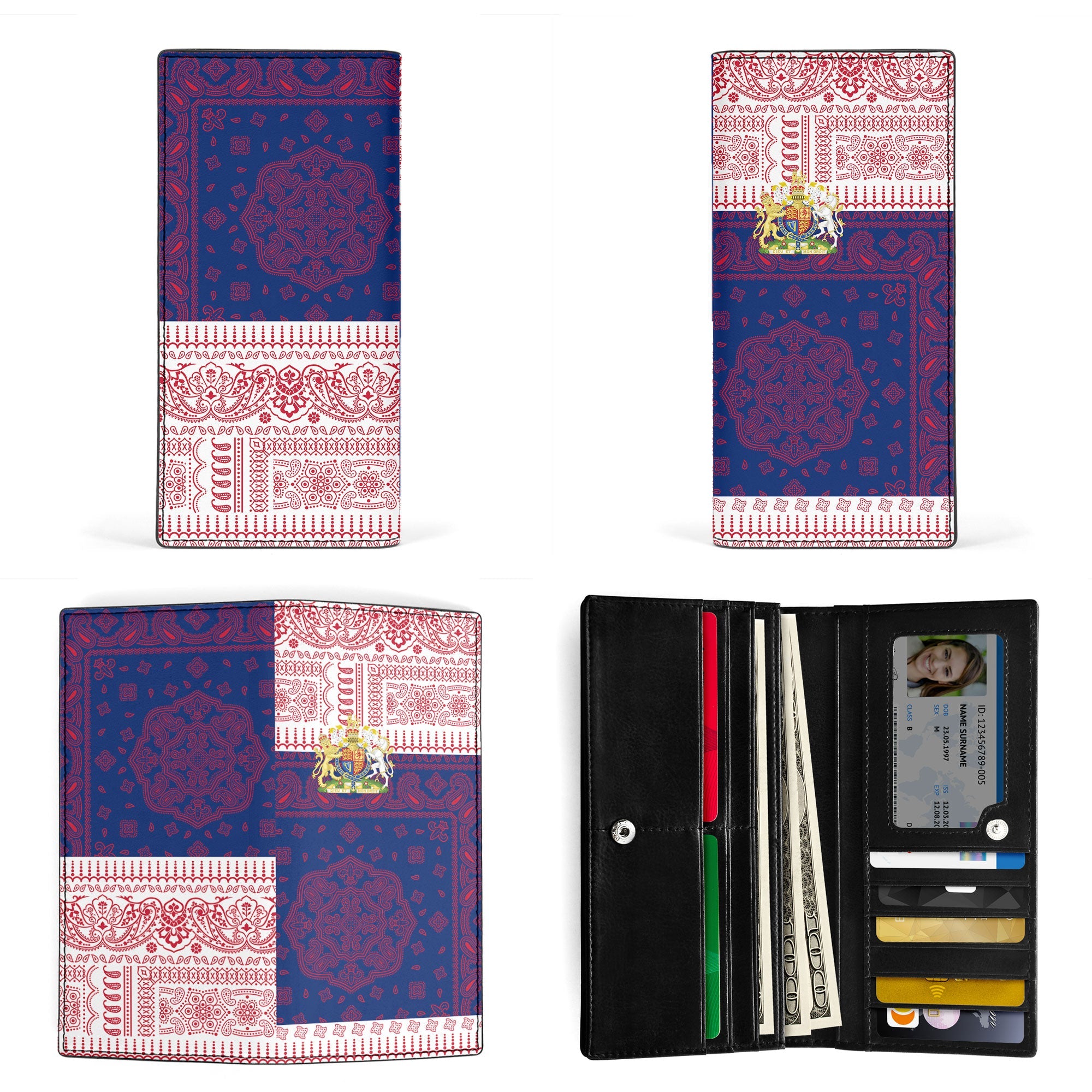 United Kingdom Leather Wallet Flag And Paisley Basic Style 3