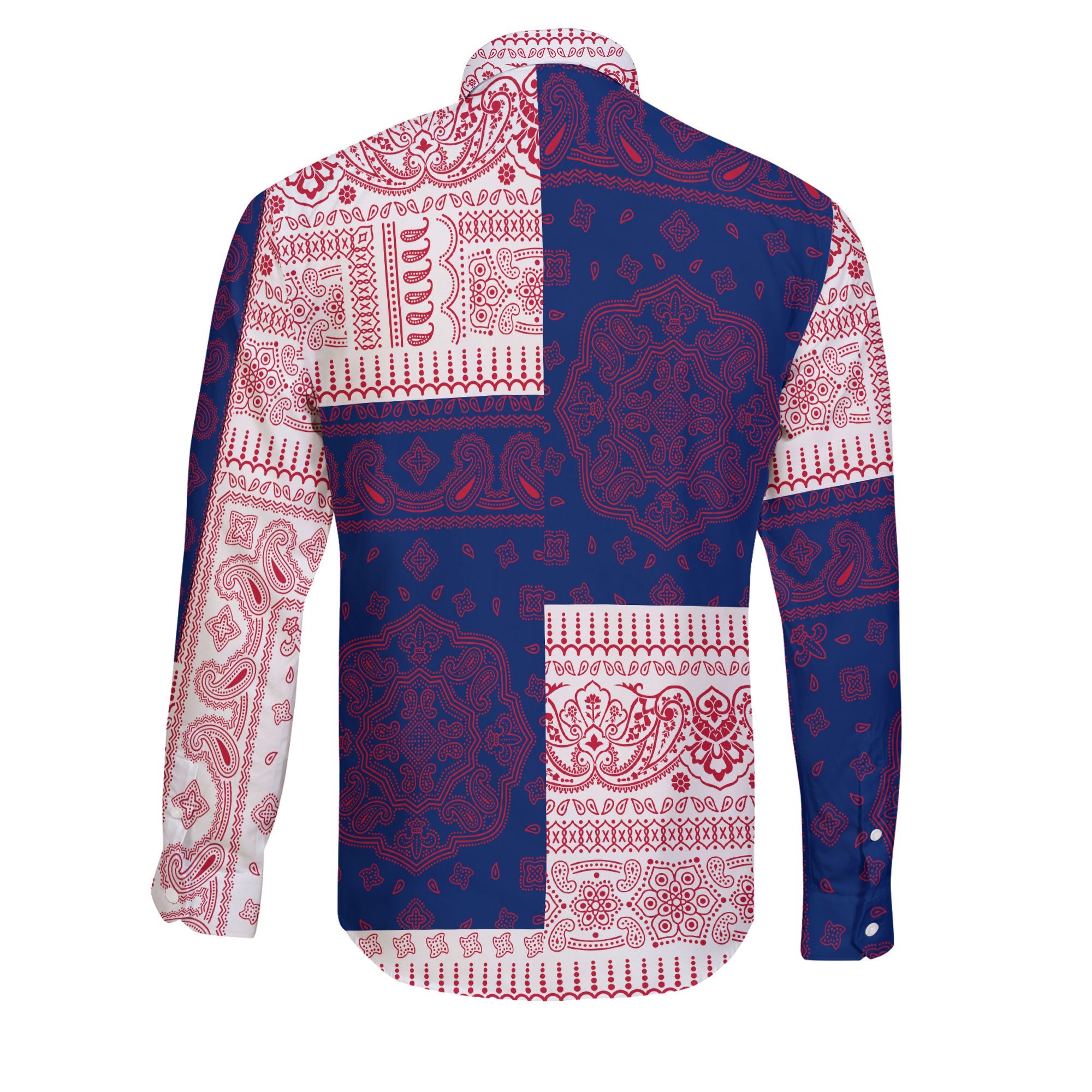 United Kingdom Long Sleeve Button Shirt Flag And Paisley Basic Style 2