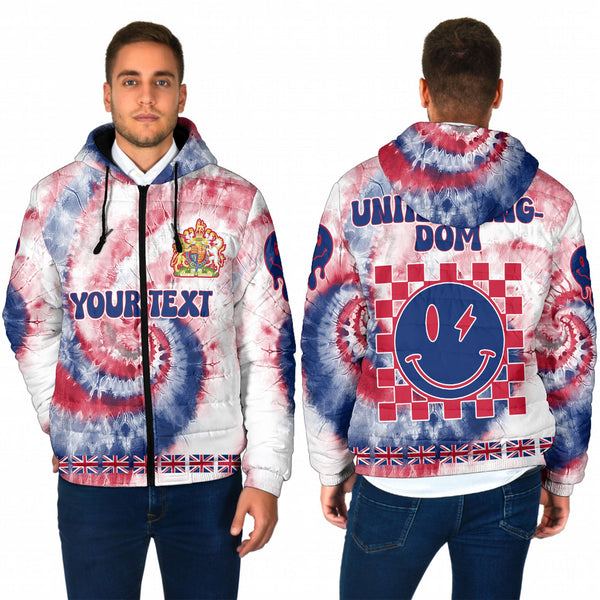 United Kingdom Men Hooded Padded Jacket Custom Tie Dye Style 1