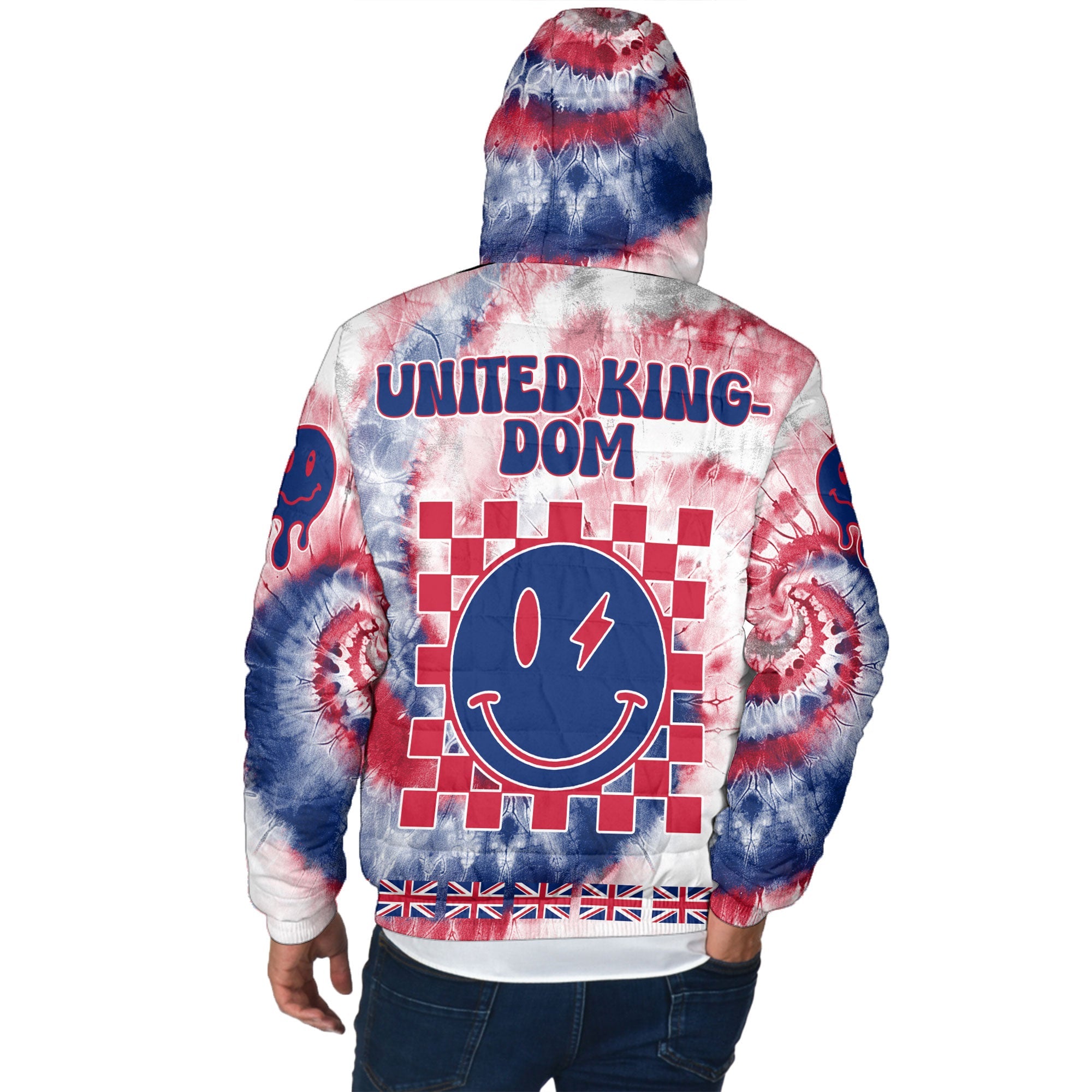 United Kingdom Men Hooded Padded Jacket Custom Tie Dye Style 3