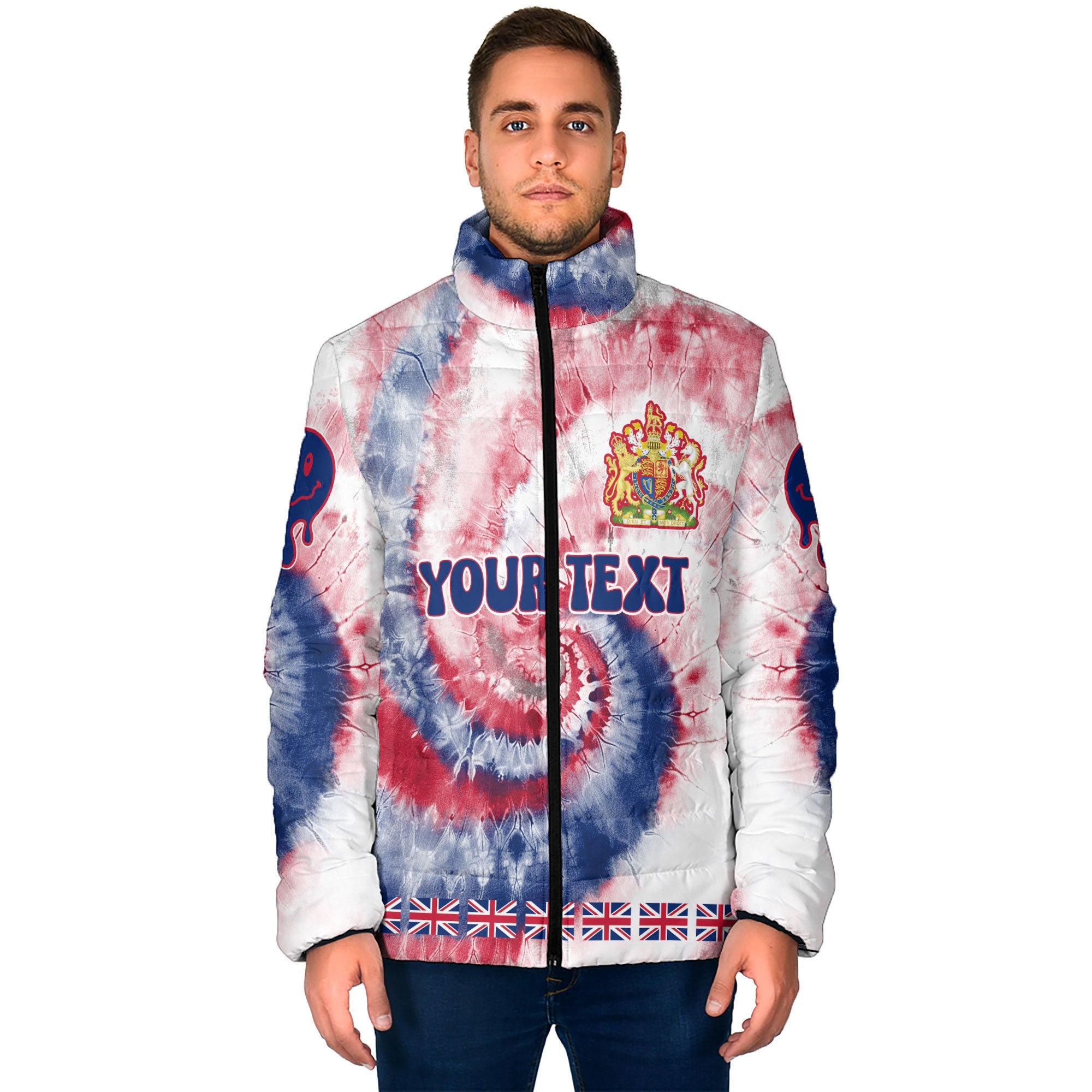 United Kingdom Men Padded Jacket Custom Tie Dye Style 1