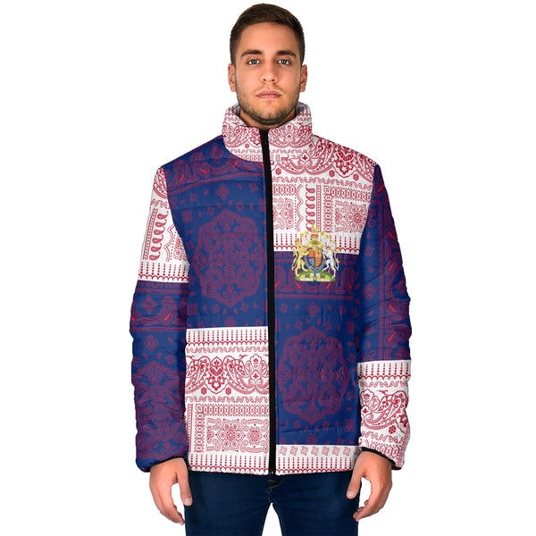 United Kingdom Men Padded Jacket Flag And Paisley Basic Style 1