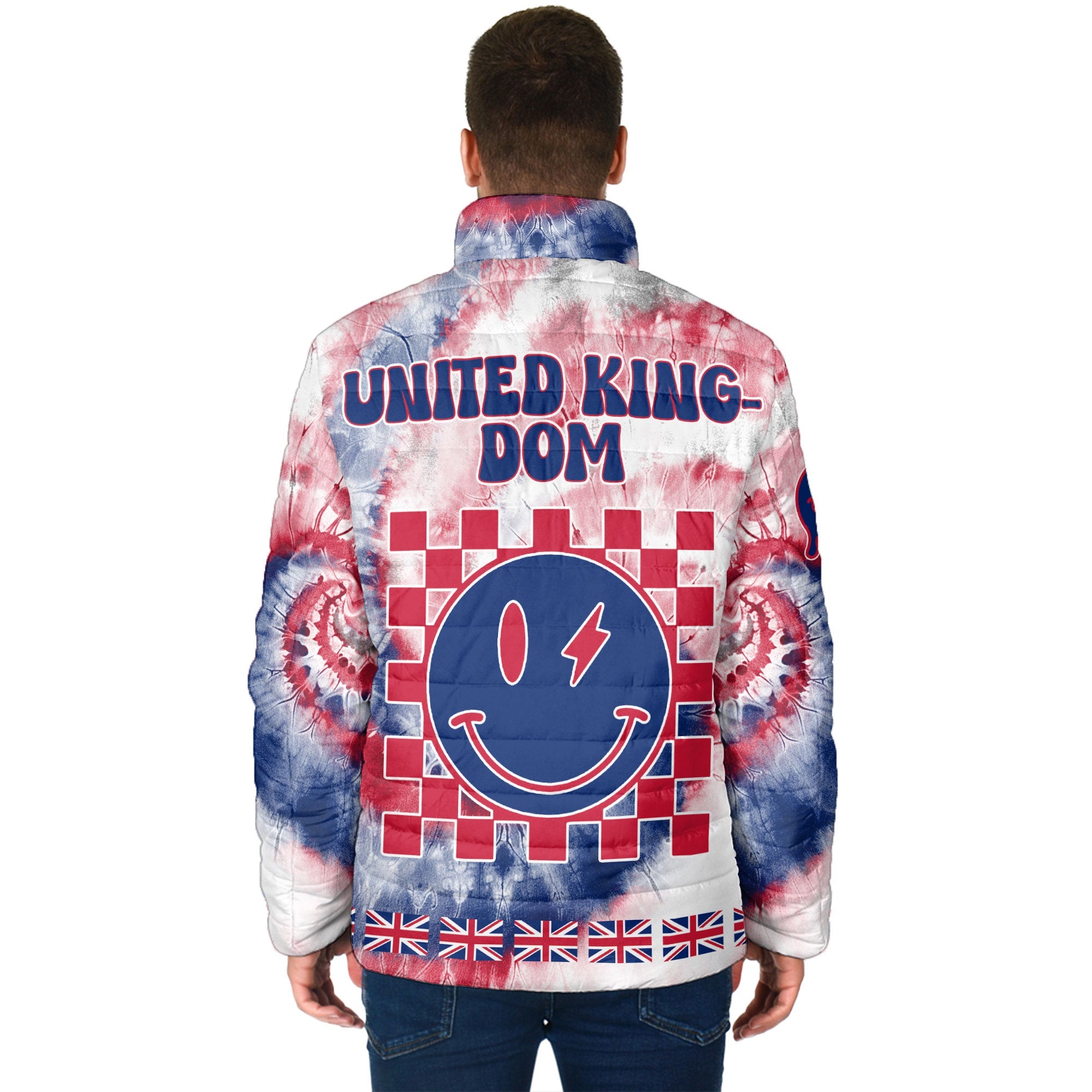 United Kingdom Men Padded Jacket Custom Tie Dye Style 2