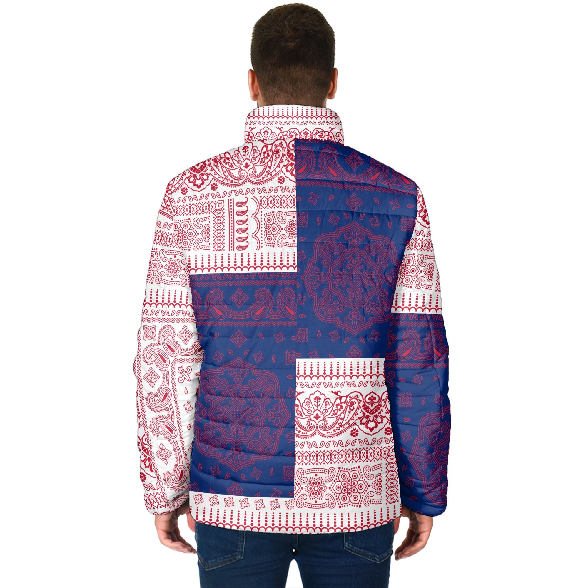 United Kingdom Men Padded Jacket Flag And Paisley Basic Style 2