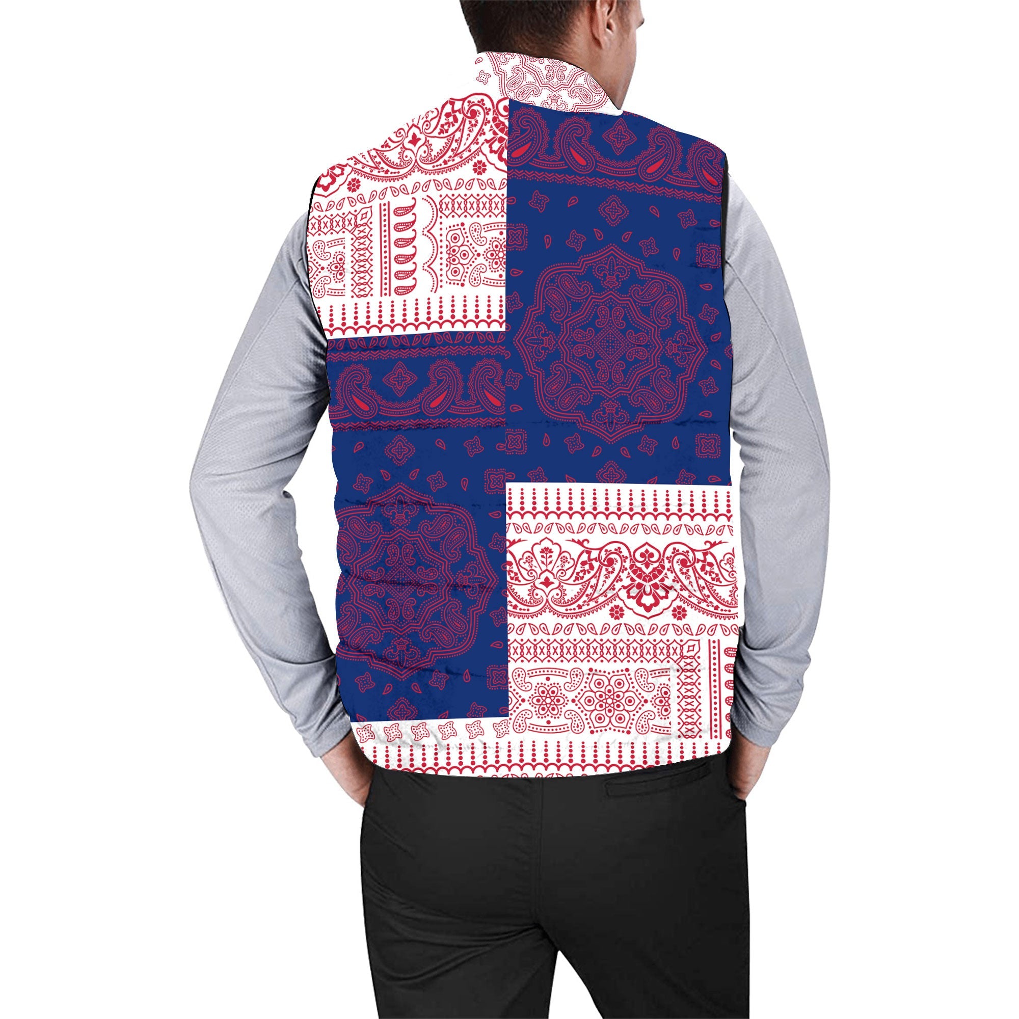 United Kingdom Men Padded Jacket Vest Flag And Paisley Basic Style 2