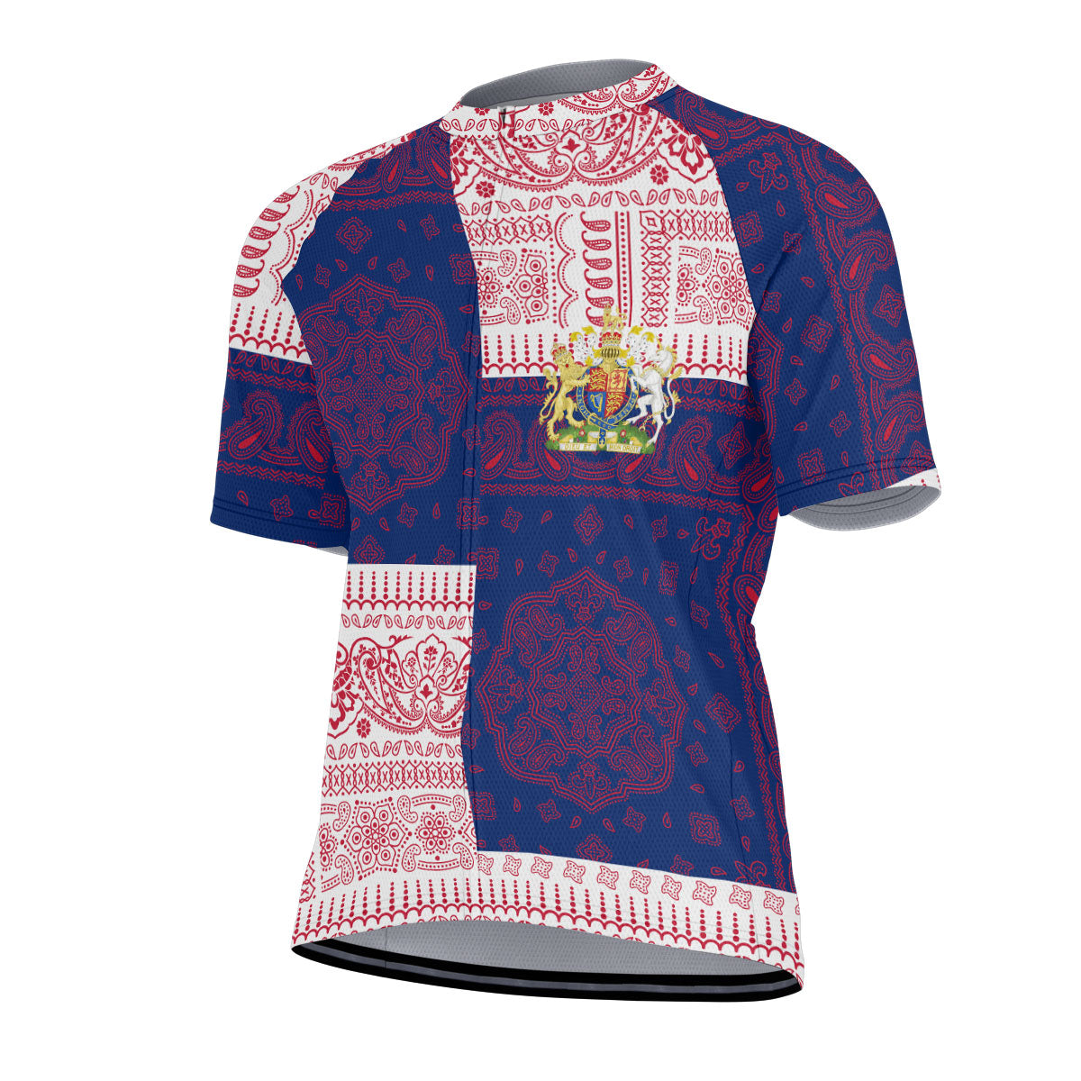 United Kingdom Men Cycling Jersey Flag And Paisley Basic Style 2