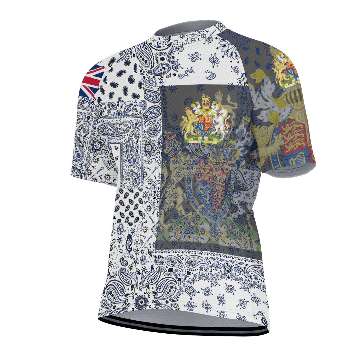 United Kingdom Men Cycling Jersey Paisley Flag And Skull Style 2