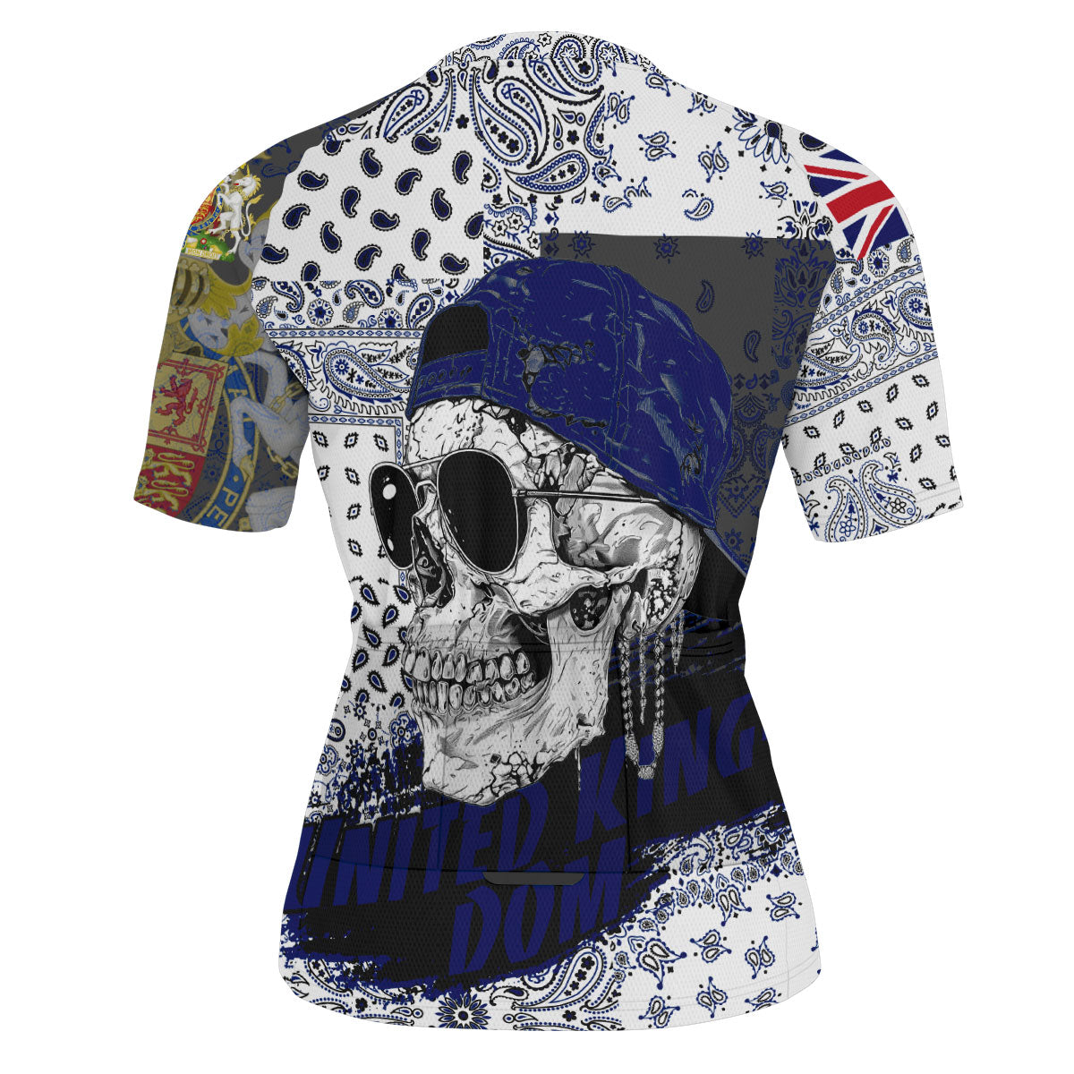 United Kingdom Men Cycling Jersey Paisley Flag And Skull Style 3