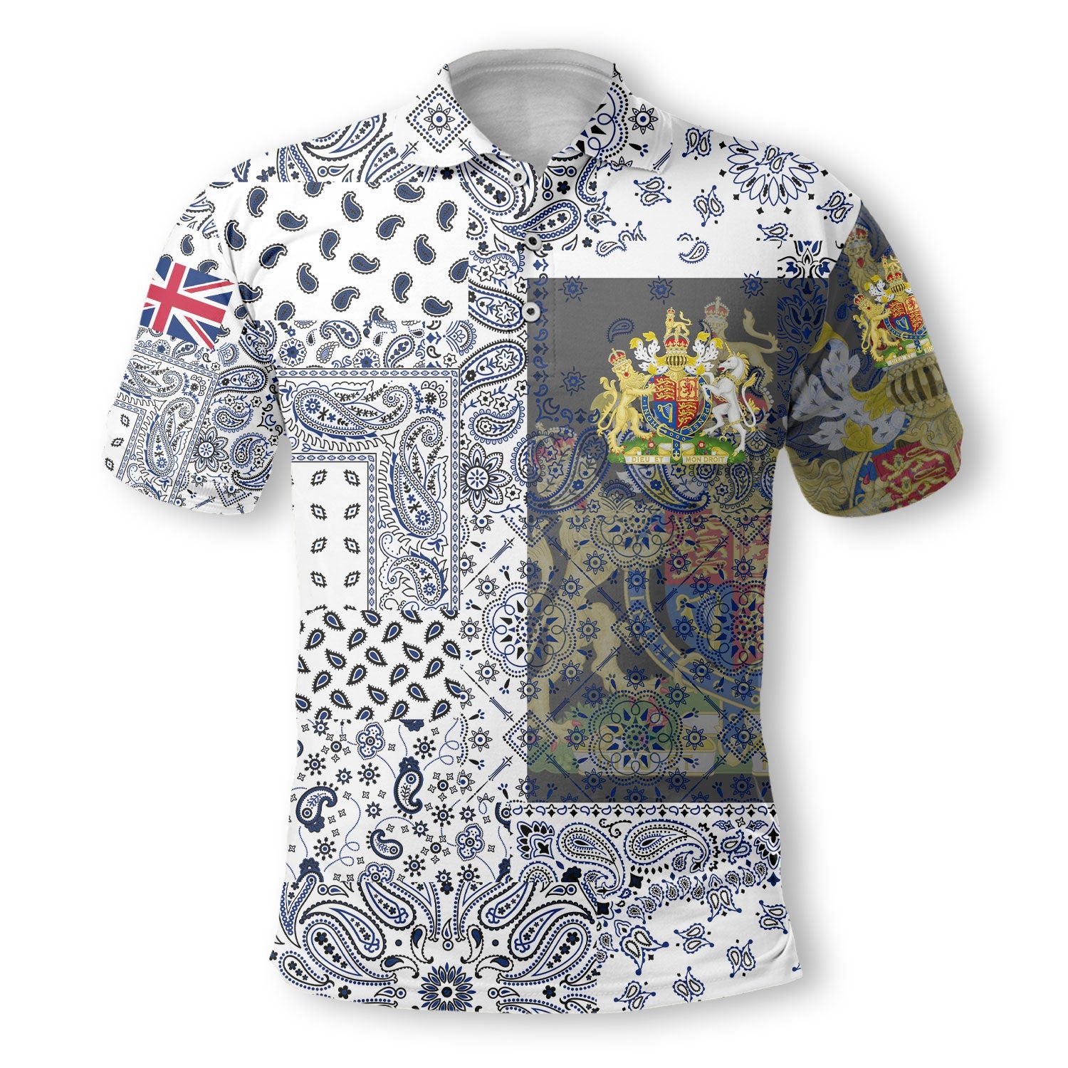 United Kingdom Polo Shirt Paisley Flag And Skull Style 2